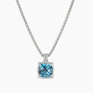 David Yurman Pavé Bezel Pendant Necklace
Sterling Silver with Hampton Blue Topaz
